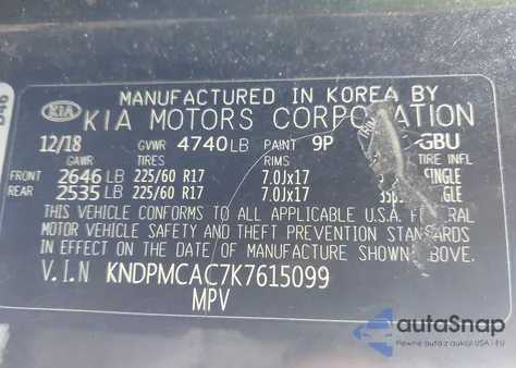 2019 Kia Sportage Lx из США, поврежденный, VIN KNDPMCAC7K7615099